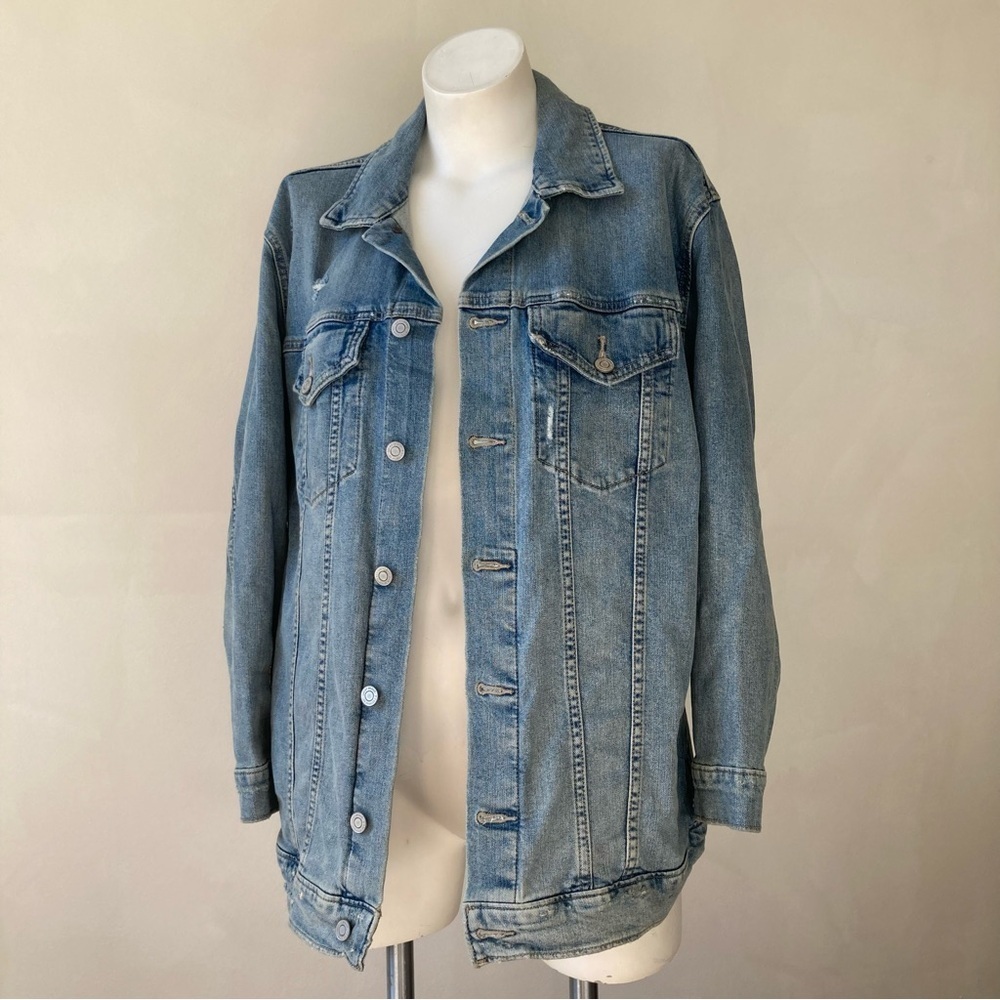 Lucky Brand | Relaxed Fit Distressed Ripped Denim Tomboy Trucker Jacket